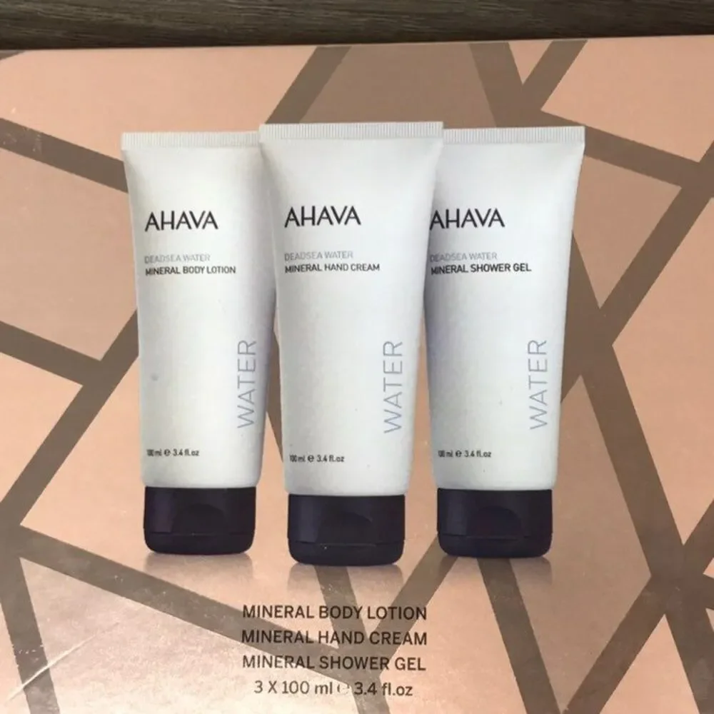 AHAVA Head to Toe Mineral Trio - Shower Gel, Hand Cream, Body Lotion. 3.4Oz EACH